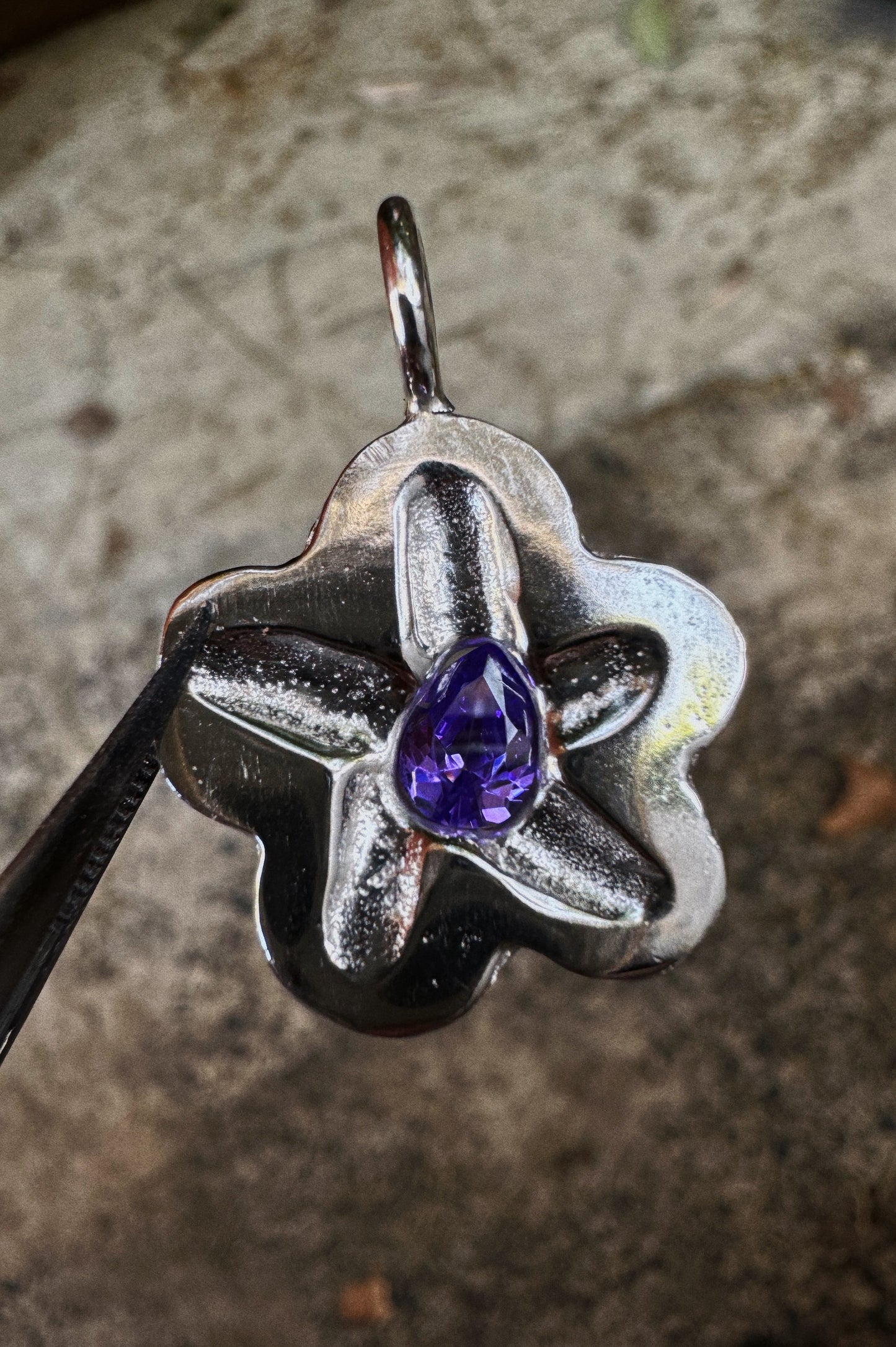 purple flower pendant (made to order)