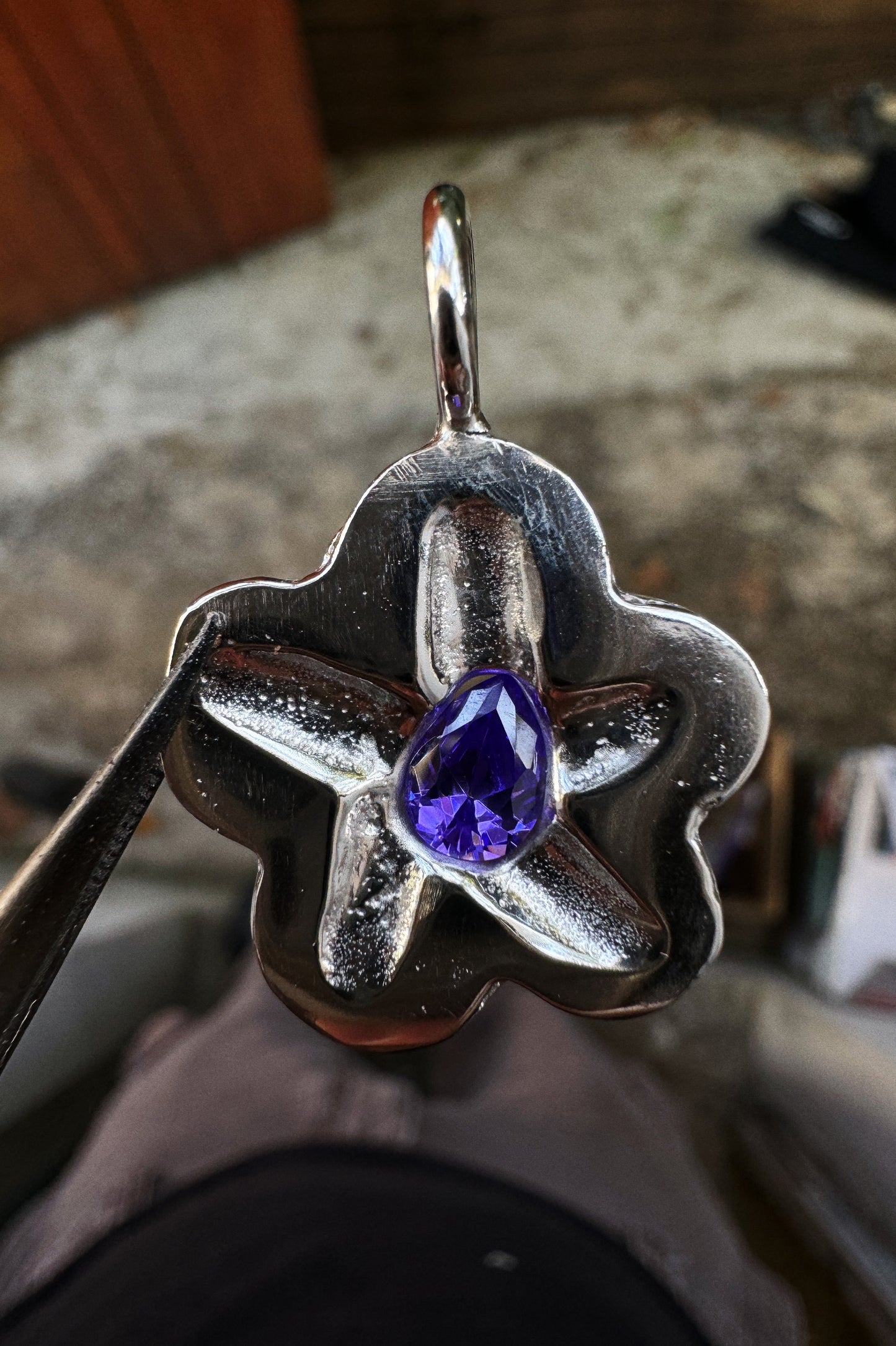 purple flower pendant (made to order)