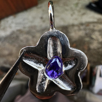 purple flower pendant (made to order)