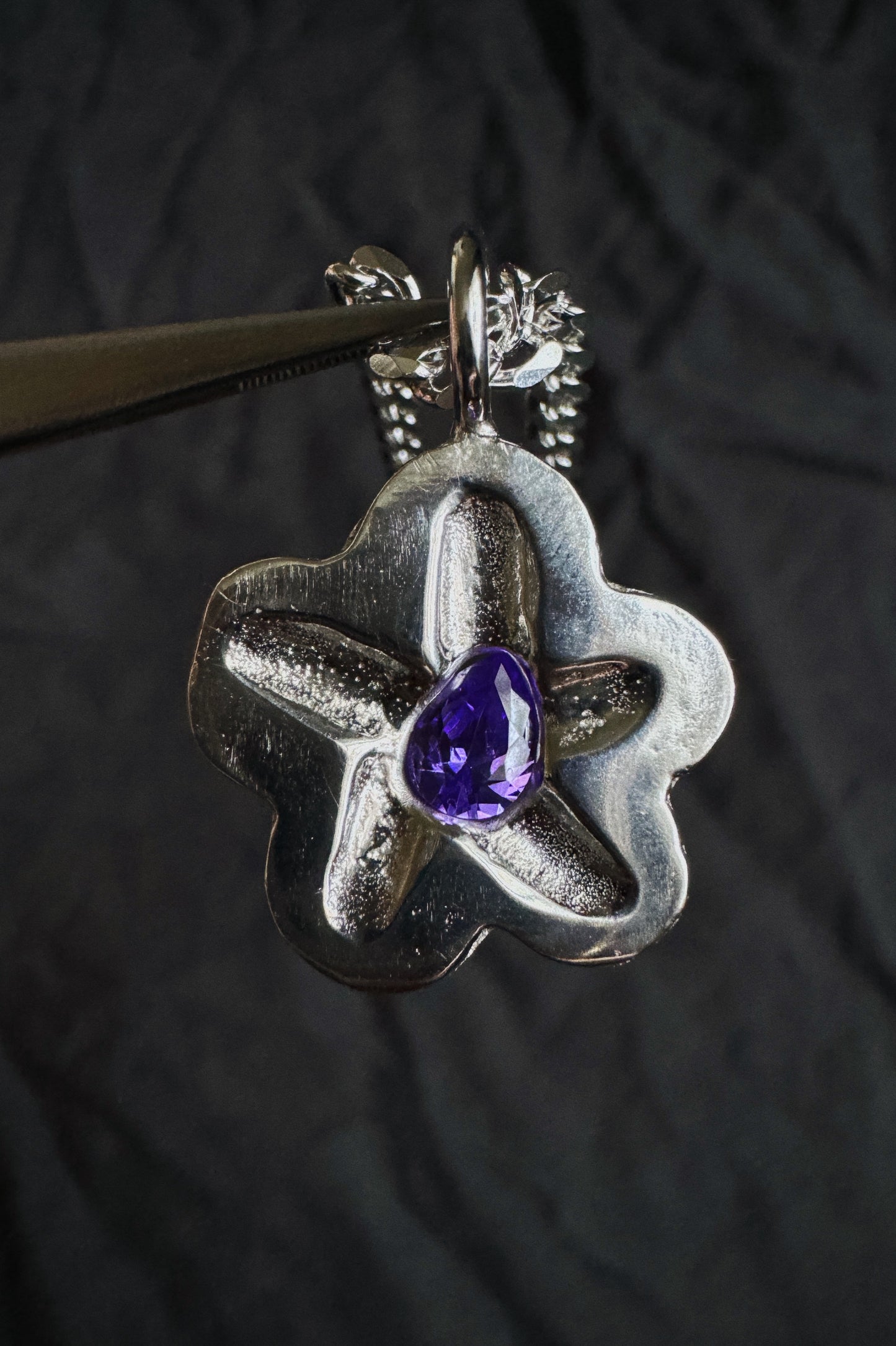 purple flower pendant (made to order)